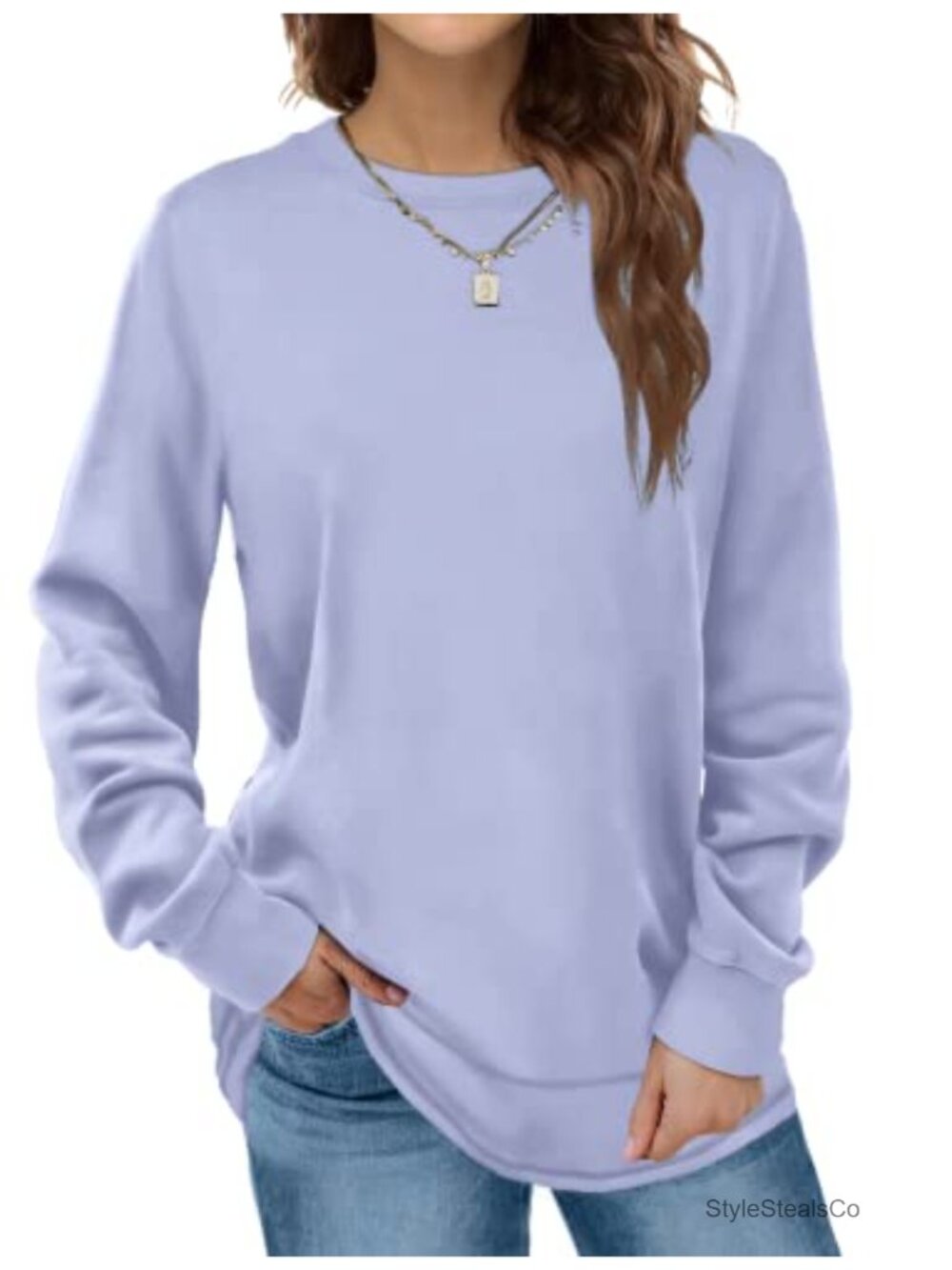 Women's Crewneck Long Sleeve Tunic Sweatshirt